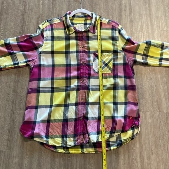 American Eagle Women’s Button Front Extra Large Purple Plaid Vintage Boyfriend - Picture 13 of 14